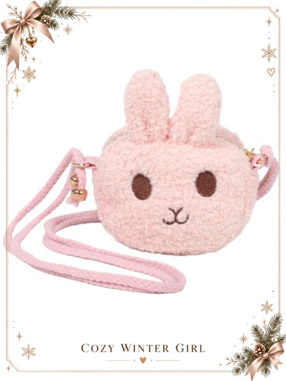 Plush Rabbit Crossbody Bag for Girls Fluffy Bunny Purse Adjustable Strap